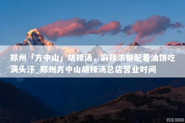 郑州「方中山」胡辣汤，麻辣浓郁配着油饼吃满头汗_郑州方中山胡辣汤总店营业时间