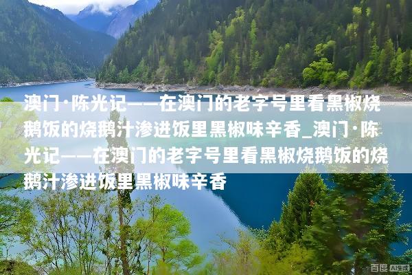 澳门·陈光记——在澳门的老字号里看黑椒烧鹅饭的烧鹅汁渗进饭里黑椒味辛香_澳门·陈光记——在澳门的老字号里看黑椒烧鹅饭的烧鹅汁渗进饭里黑椒味辛香